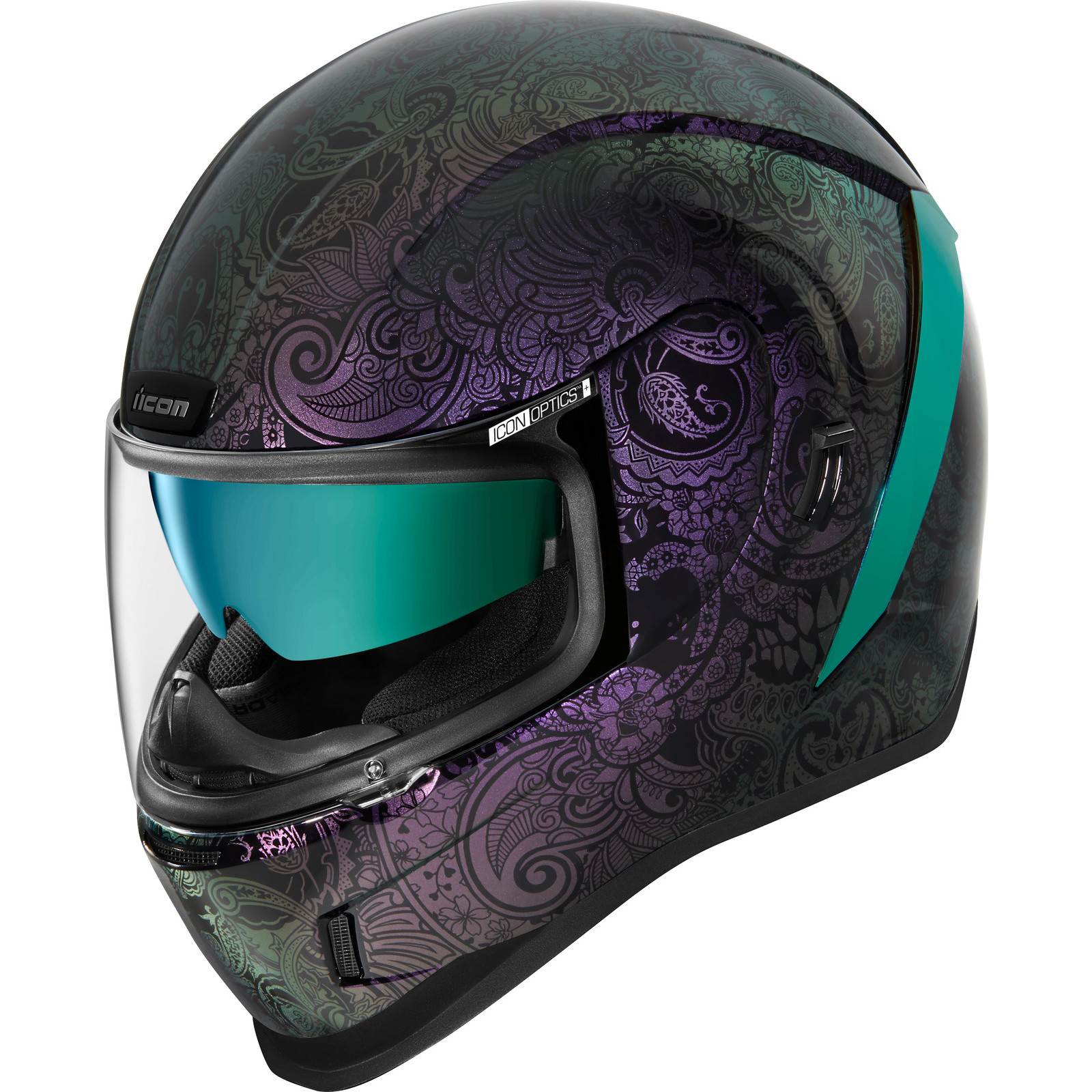 セキュリティ・セーフティ ICON AIRFORM CHANTILLY OPAL HELMET Icon Airform Chantilly Opal Motorcycle Helmet & Visor Lid With
