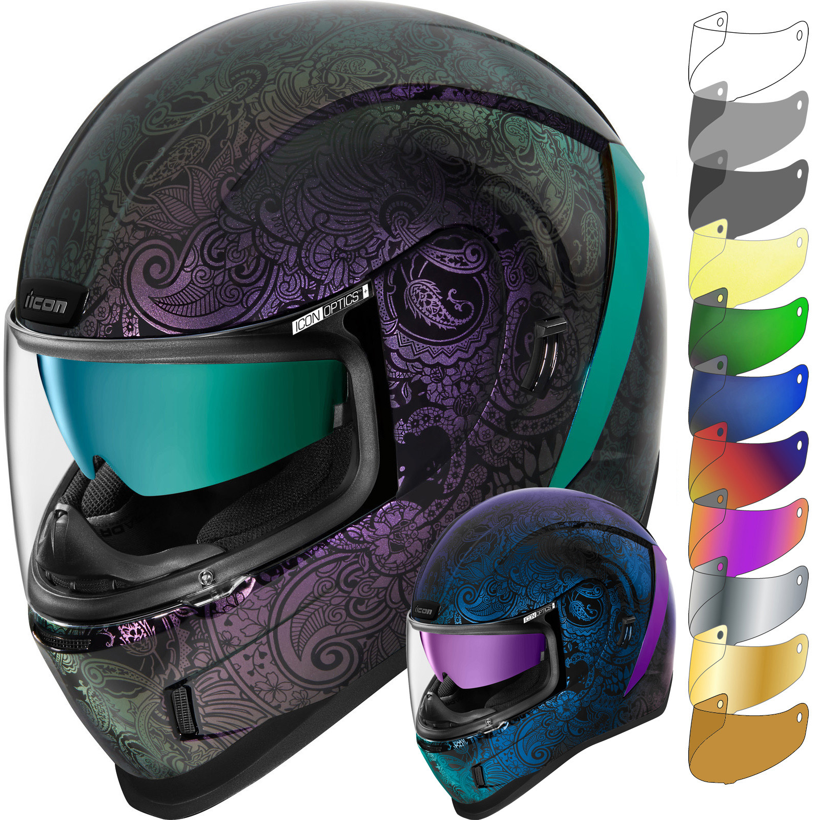 セキュリティ・セーフティ ICON AIRFORM CHANTILLY HELMET Opal XXXL Icon Airform Chantilly Opal Motorcycle Helmet & Visor Lid With