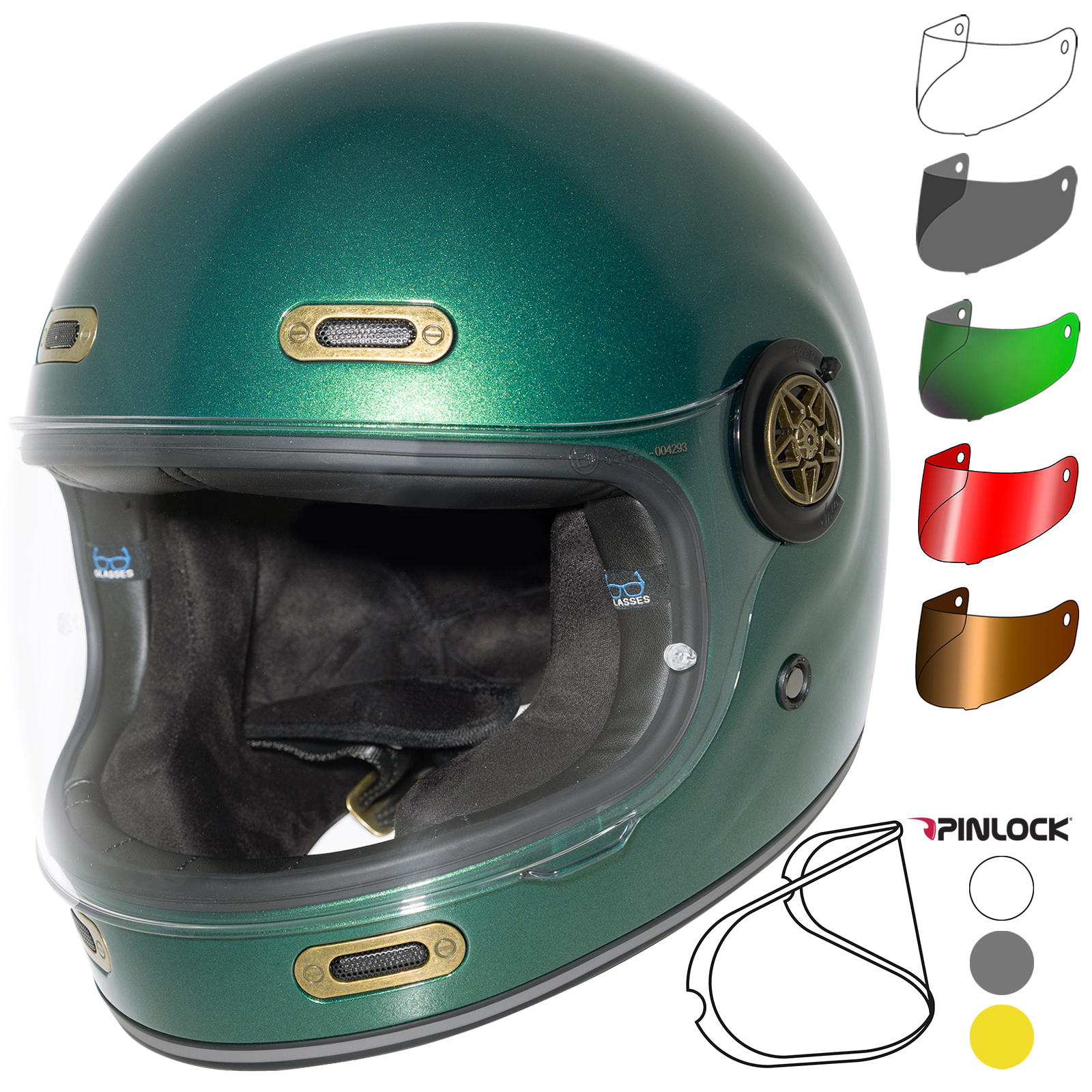 Black Orbit Gloss Sierra Green Motorcycle Helmet With Pinlock Lens & Extra  Visor | eBay UK