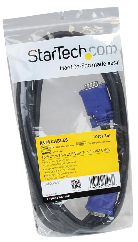 2-in-1 Ultra Thin USB KVM Cable, 3m - STARTECH