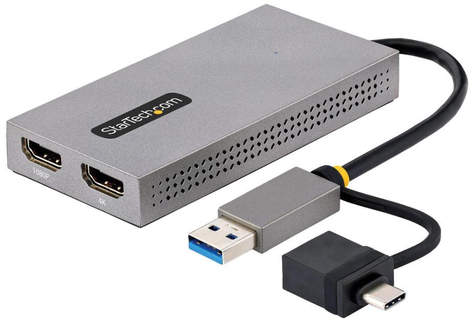 Adaptateur de câble USB-A / USB-C vers double câble A/V numérique, 1x 4K UHD 1x 1080p Full HD - 10