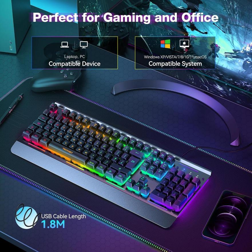 RGB Wired Gaming Keyboard, Black - EKB01002BK03