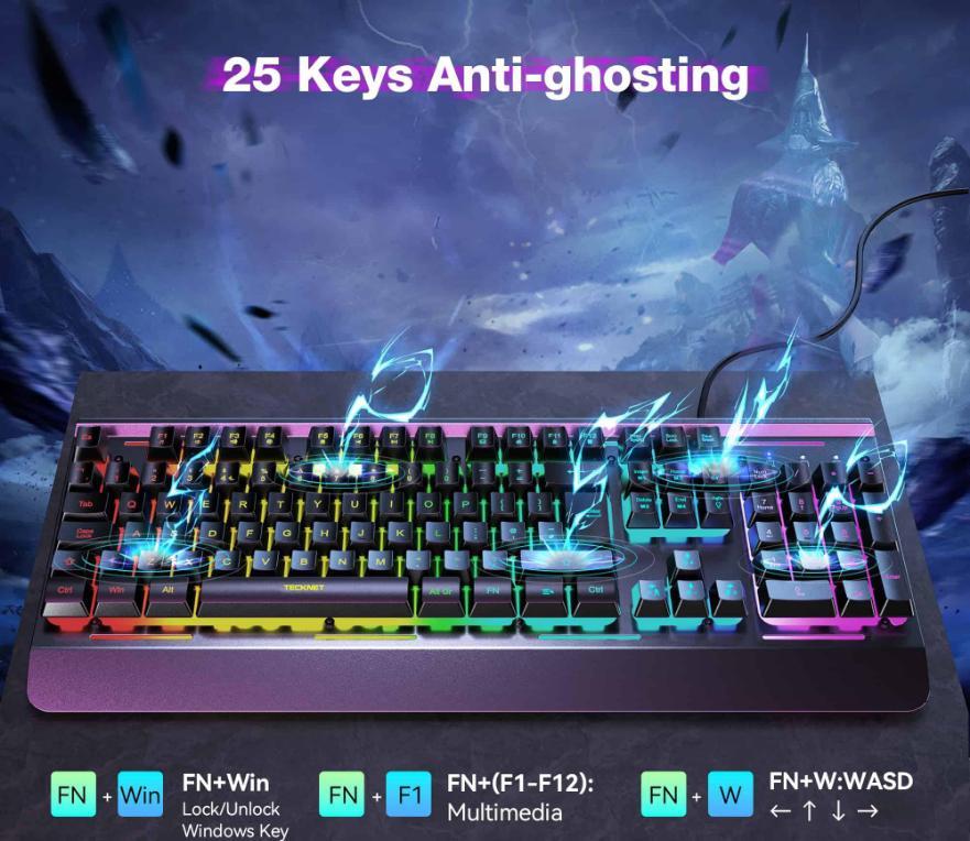 RGB Wired Gaming Keyboard, Black - EKB01002BK03