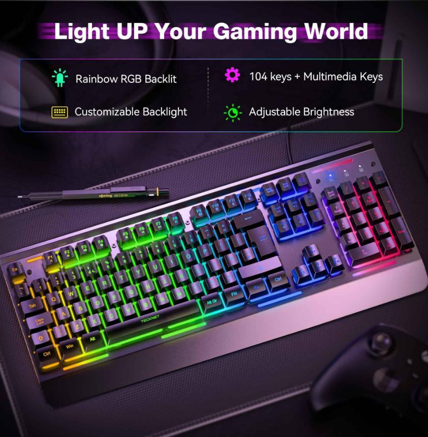 RGB Wired Gaming Keyboard, Black - EKB01002BK03