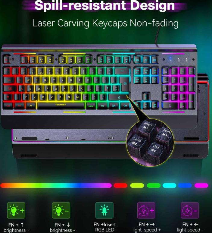 RGB Wired Gaming Keyboard, Black - EKB01002BK03