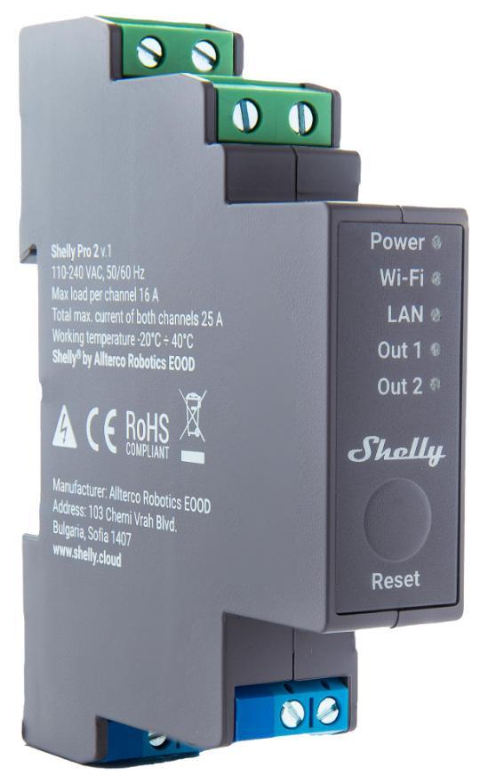 SHELLY PRO 2, RELÉ DE 2 CANALES, DIN - SH24337