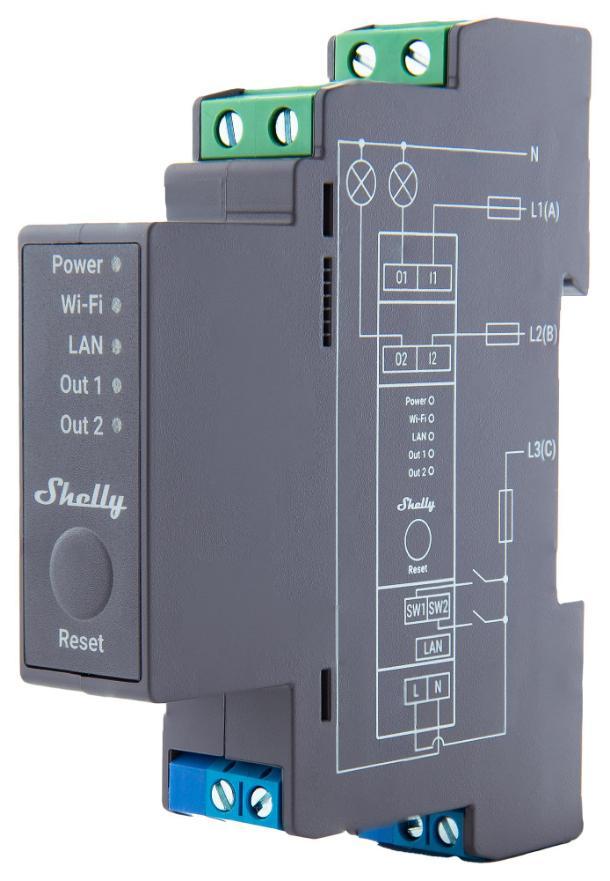 SHELLY PRO 2, RELÉ DE 2 CANALES, DIN - SH24337