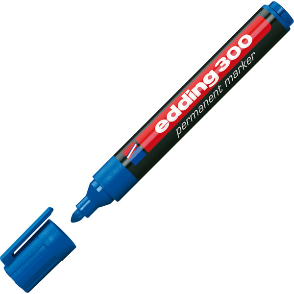 Edding 4-300-003 300 Permanentmarker, Rundspitze, 1,5–3 mm, Blau