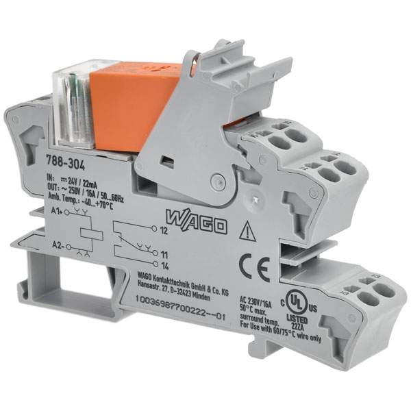 WAGO 788-304 24VDC 16A SPDT-CO Módulo de relé montable en carril DIN