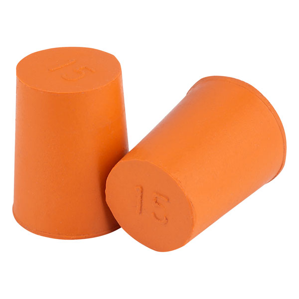 Gomma tappo Eisco, solida, fondo 15 mm, parte superiore 18 mm, lunghezza 24 mm - 10 pezzi