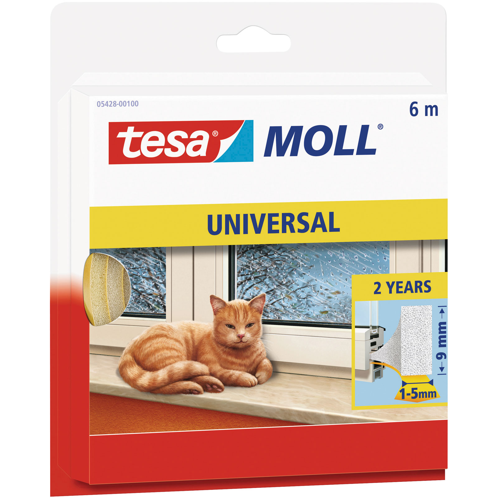 tesa® 05428 Cinta selladora de espuma universal blanca 9 mm x 6 m
