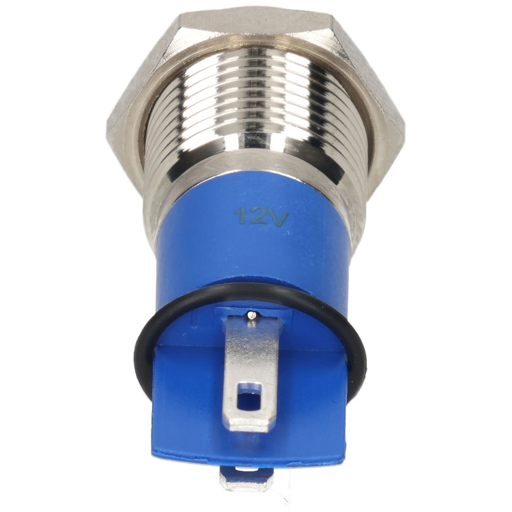 R-TECH 656931 Indicatore da pannello 12 mm bombato 12 V verde ottone nichelato