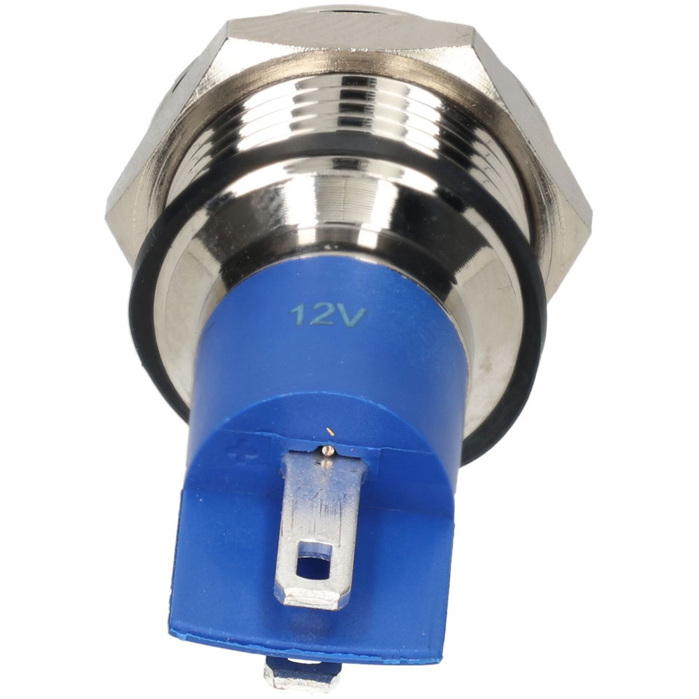 Indicatore da pannello R-TECH 656942, 14 mm, bombato, 12 V, giallo, nichel, ottone.