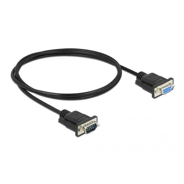 Delock 86578 Series Cable [1x RS232 plug - 1x RS232 socket] 1 m Black