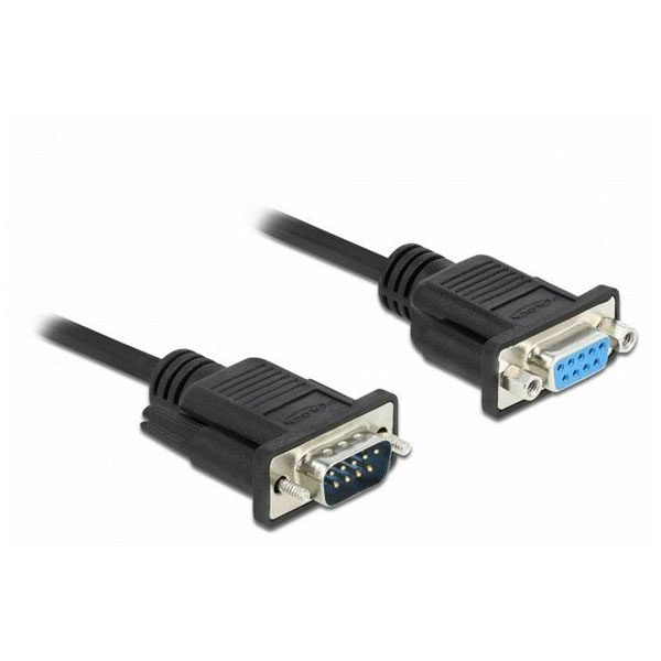 Delock 86579 Cable RS-232 D-Sub de 9 pines macho a hembra de carcasa estrecha, 2 m, negro