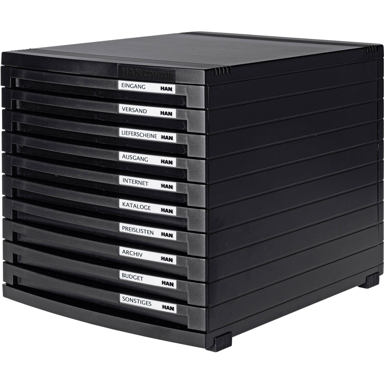 HAN 1510-13 CONTUR Boîte à tiroirs de bureau Noir A4, B4, C4 N° nombre de tiroirs : 10