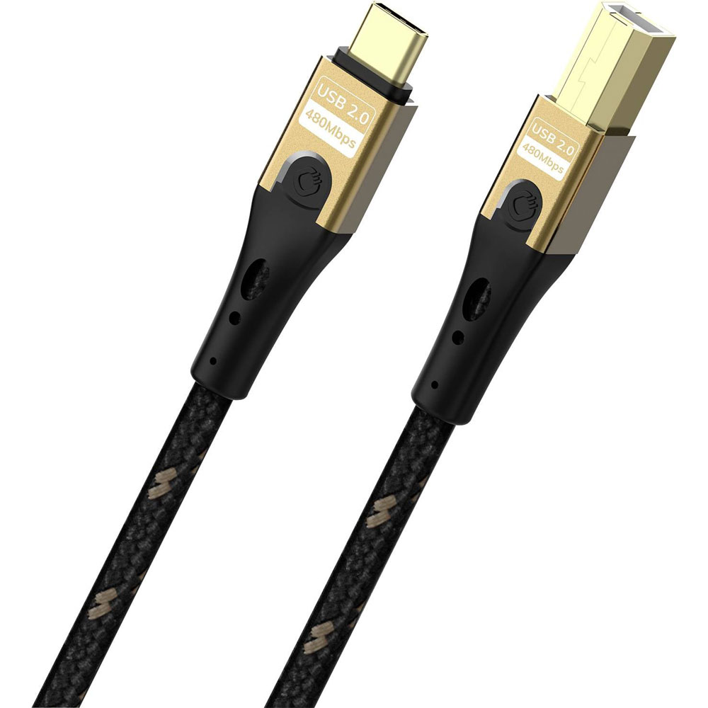 Oehlbach D1C9547 USB Primus CB USB-C to USB-B Cable 2.0 1m Black/Gold
