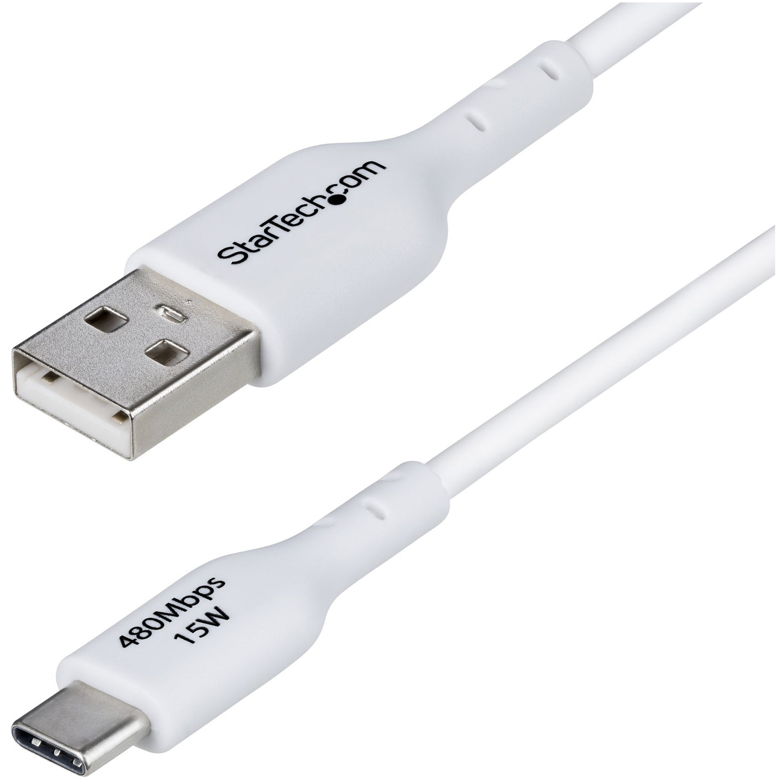 StarTech USB2AC1MNCWHE Câble de charge USB-A vers USB-C de 3 pieds (1 m), charge et synchronisation