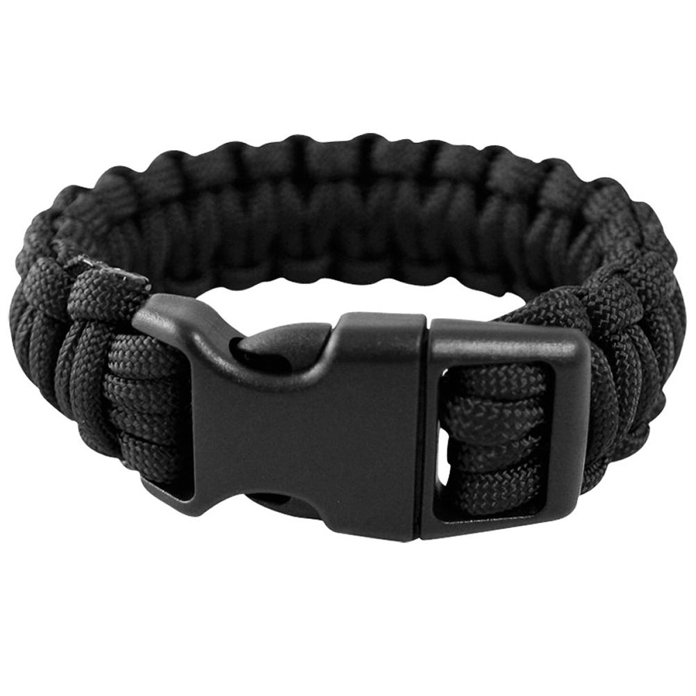 Army Tactical Paracord Wrist Band Bracelet Hiking Emergency Survival Black 15Mm