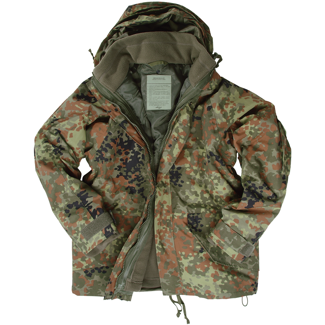 ECWCS Army Jacket Combat Mens Smock Hooded Parka + Fleece Flecktarn Camo S-3XL