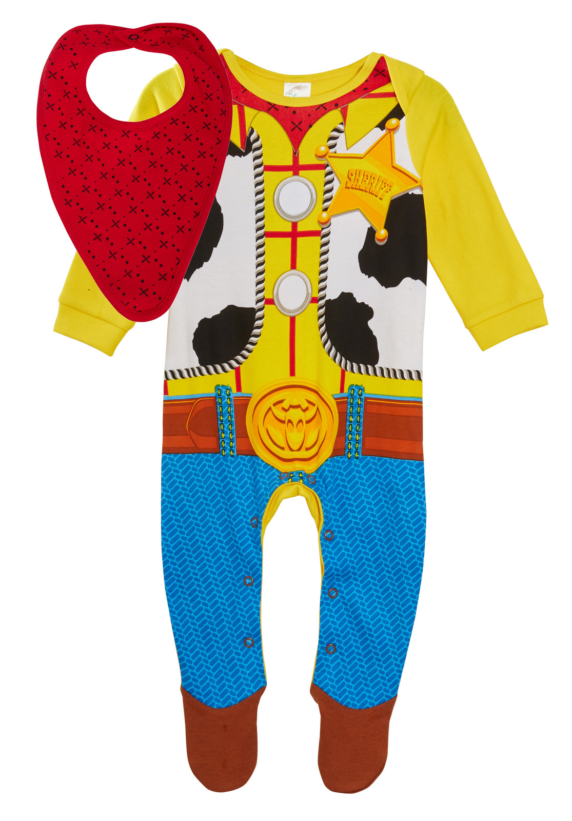 Baby Boys Disney Toy Story 4 Sheriff Woody Babygrow + Bandanna Bib Gift Set