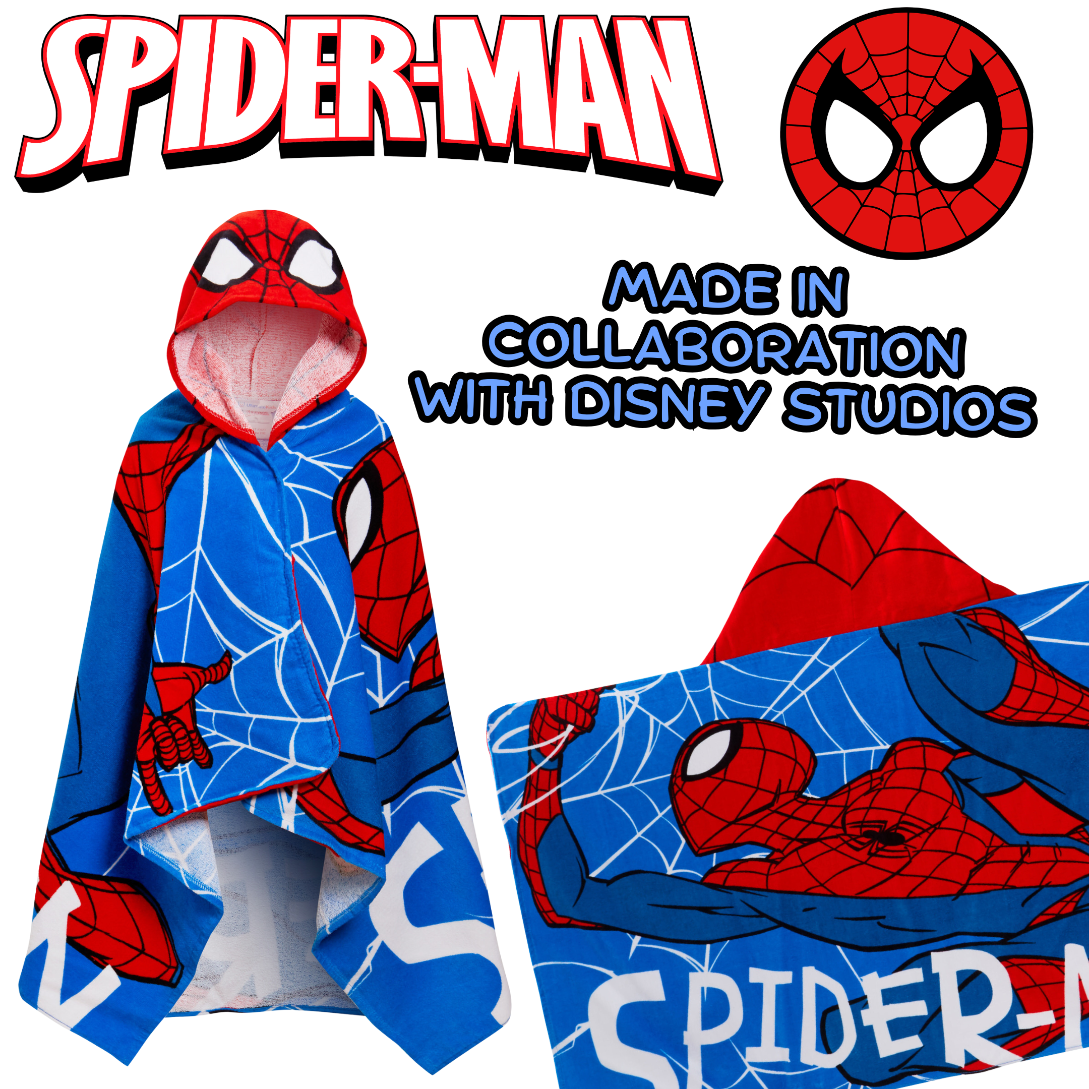 Spiderman Hooded Towel Avengers Poncho Kids 100% Cotton Beach Towel Bath Towel - Produktbild 3