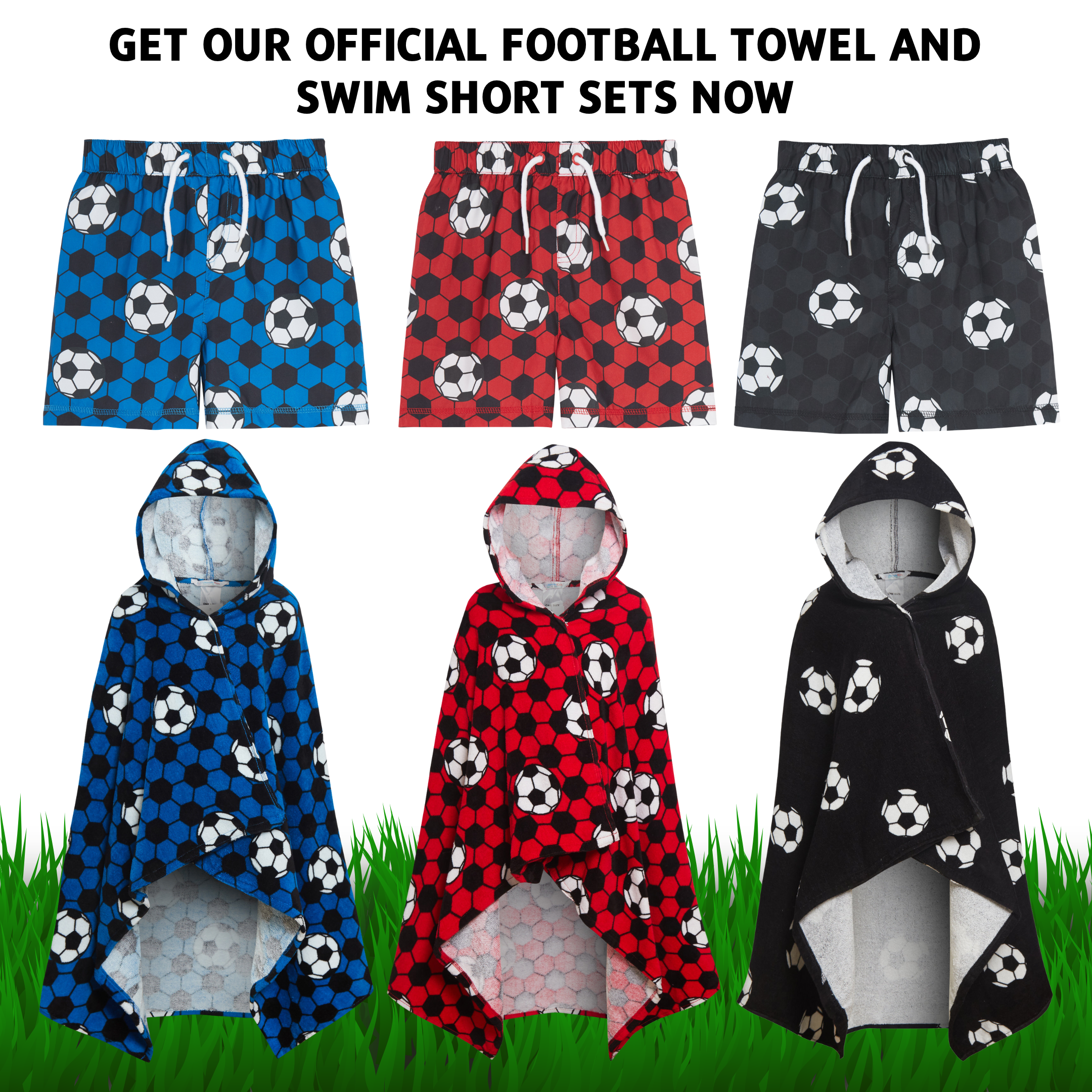 Kids Football Hooded Towel Boys Girls Poncho Beach Towel Bath Robe Swim Wrap