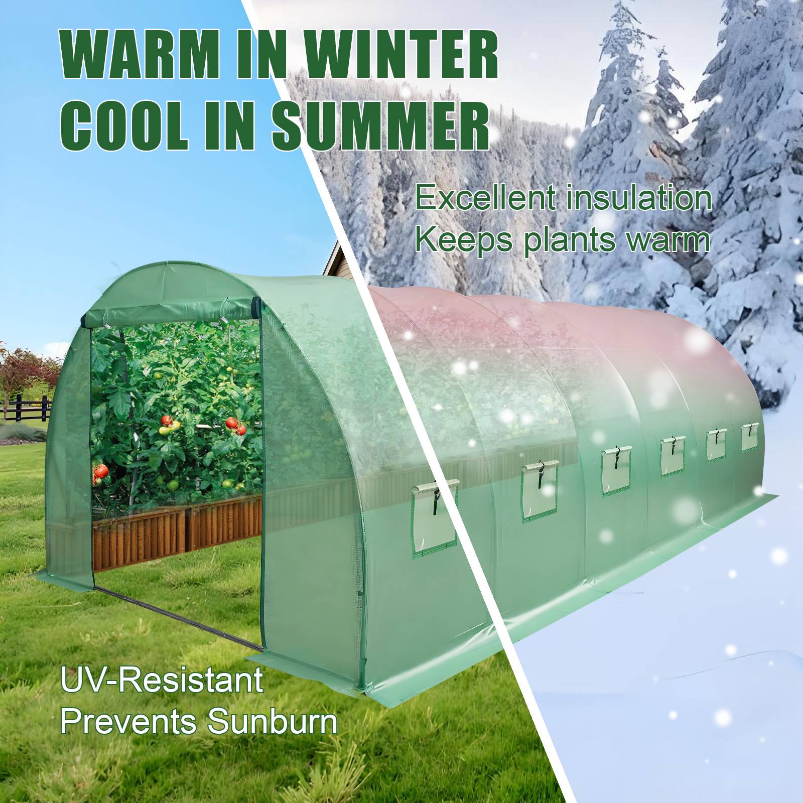 BIRCHTREE Replacement Polytunnel Greenhouse - Pollytunnel Poly Tunnel Cover Only - Produktbild 4