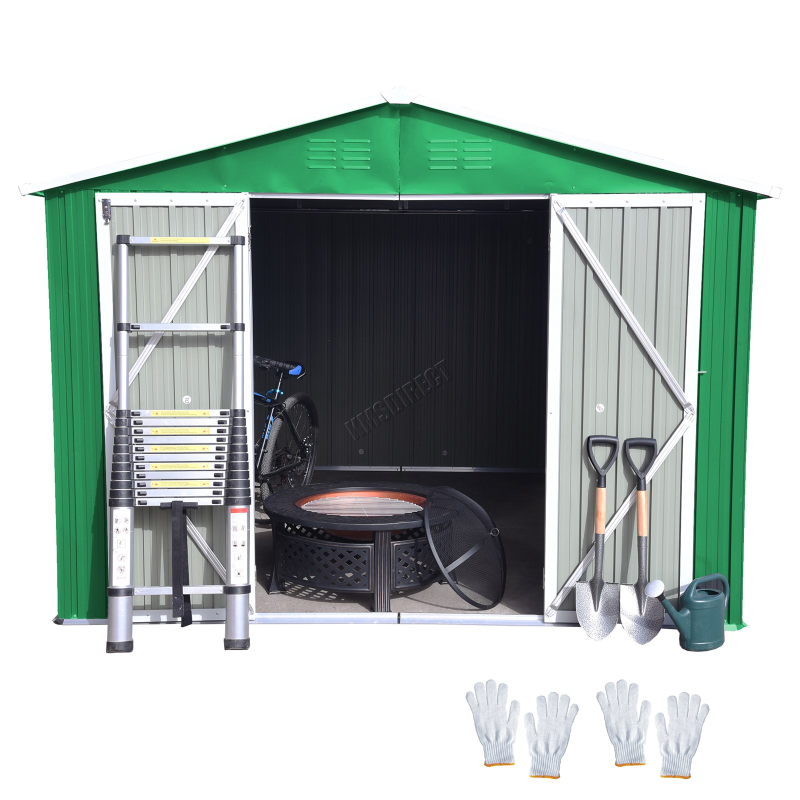 BIRCHTREE Garden Shed Metal Apex Roof Outdoor Storage With Free Foundation - Produktbild 3