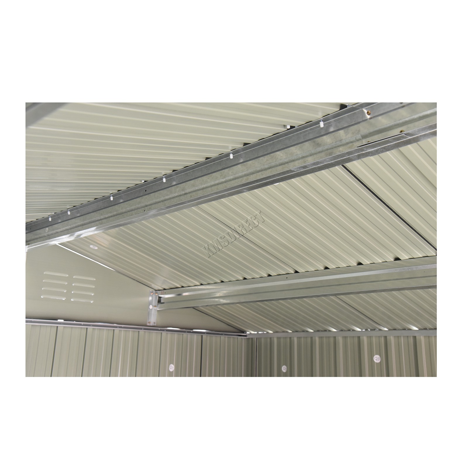 BIRCHTREE Garden Shed Metal Apex Roof Outdoor Storage With Free Foundation - Produktbild 6