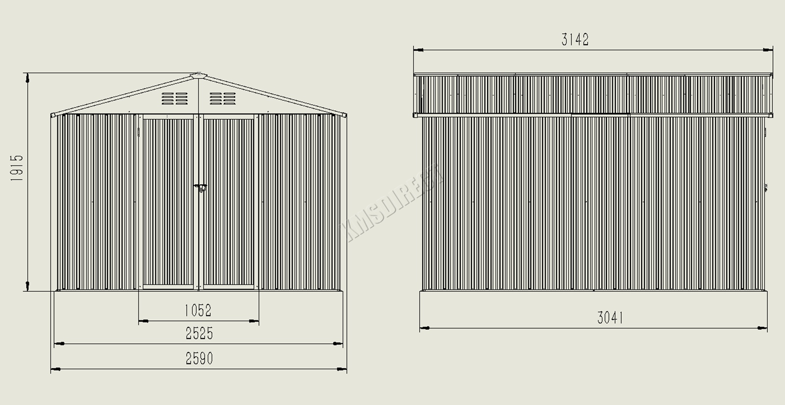 BIRCHTREE Garden Shed Metal Apex Roof Outdoor Storage With Free Foundation - Produktbild 10
