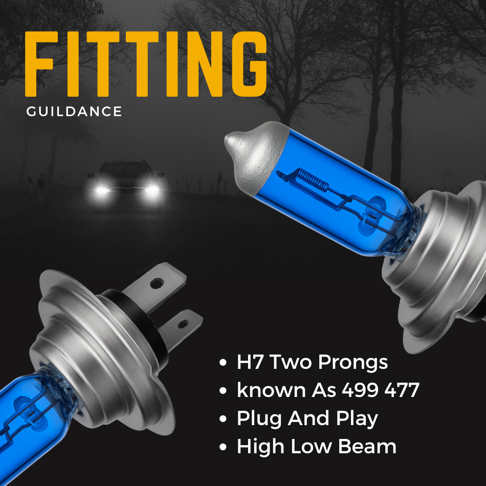 thumbnail image 2 of H7 55W Xenon White Headlight Bulbs – 6500K Super White, 12V, Pair Or Single 2 of 6