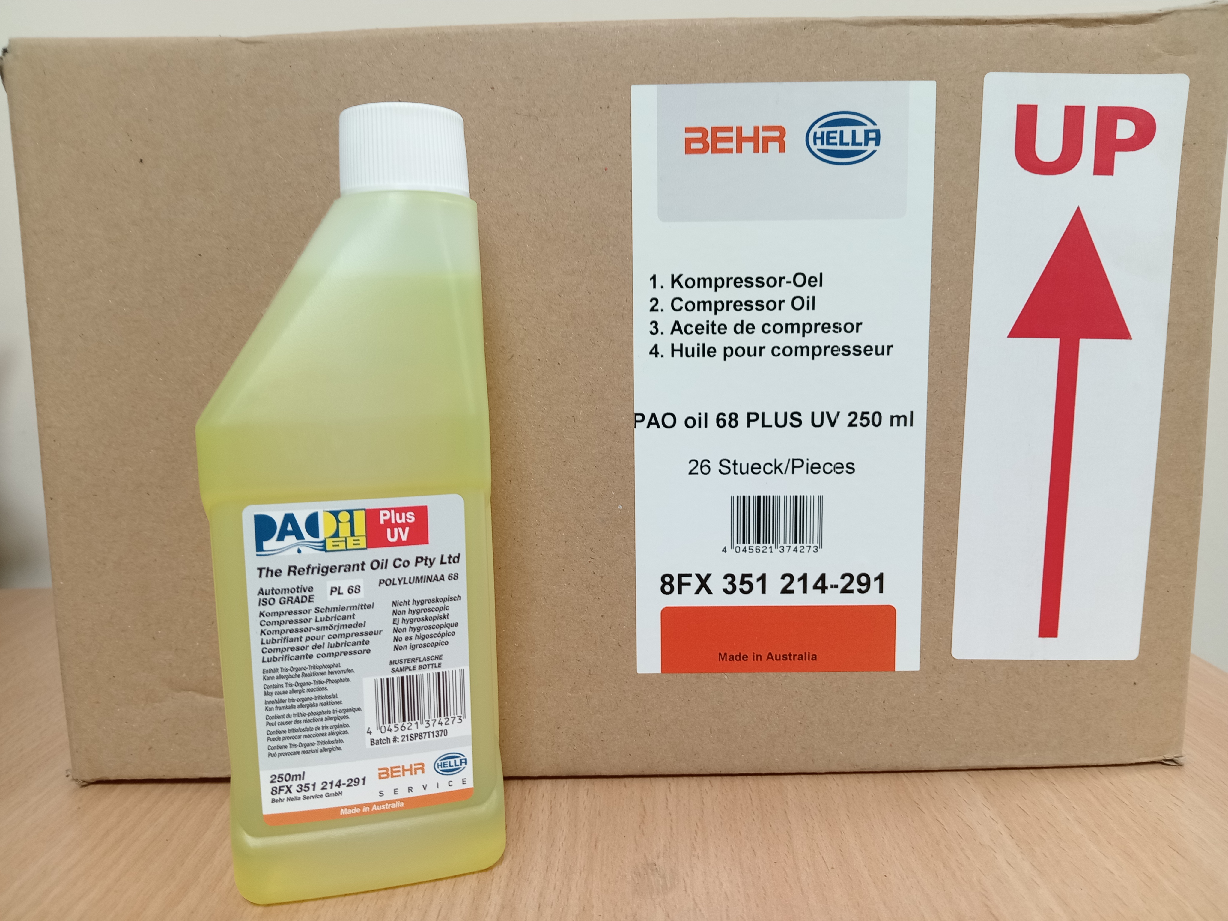 BEHR PAO68+UV Aircon Compressor Oil 250ml 8FX351214-291 (Box of 26)