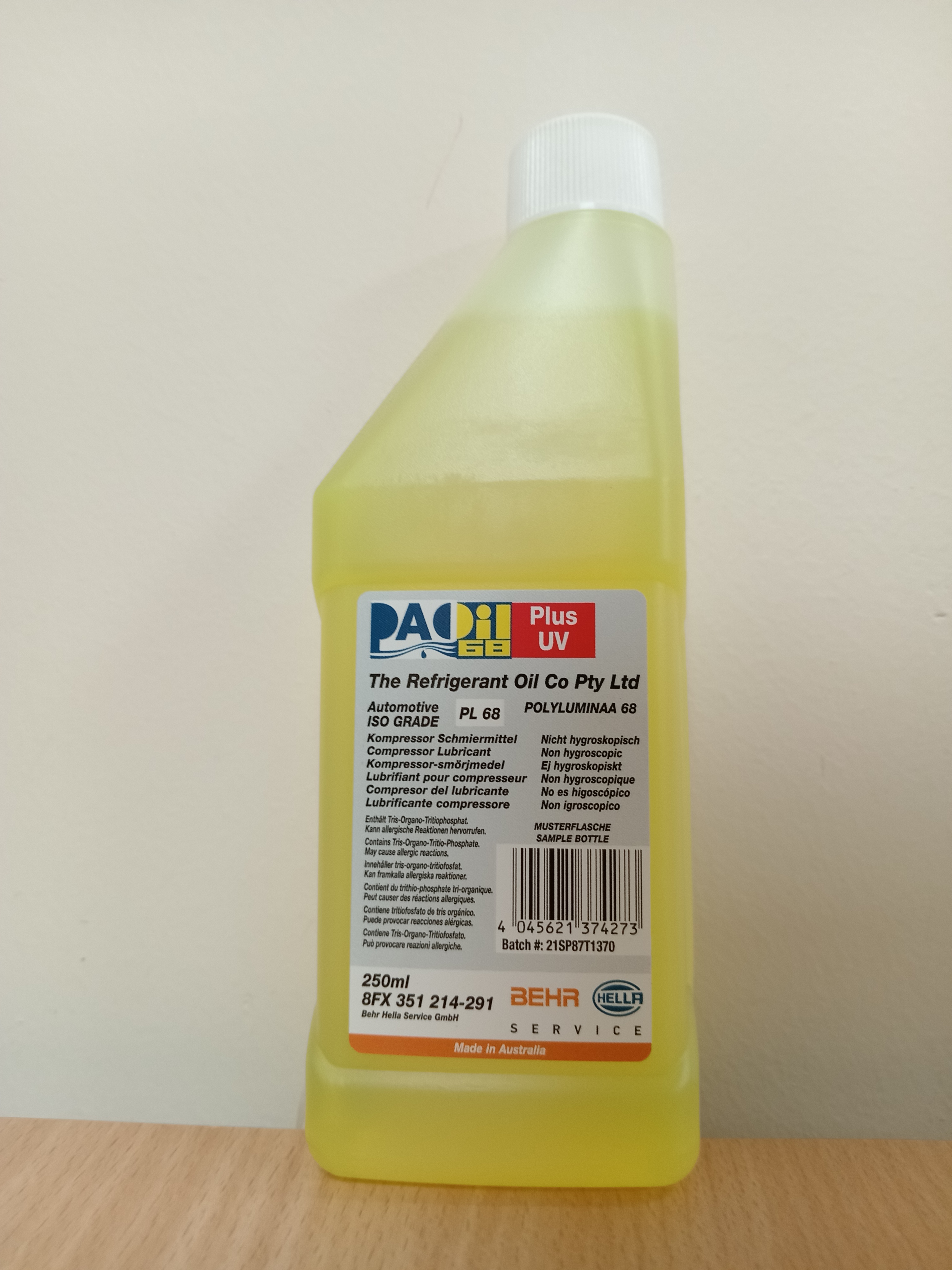 BEHR PAO68+UV Aircon Compressor Oil 250ml 8FX351214-291