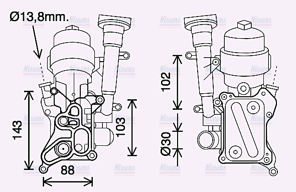 AVA Oil Cooler & Filter Housing OL3686H
