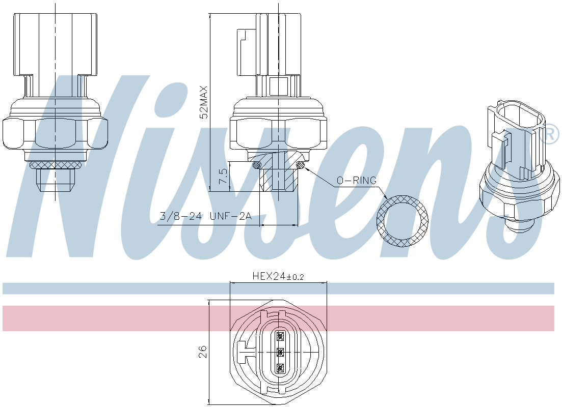 Nissens Aircon Pressure Sensor 301077