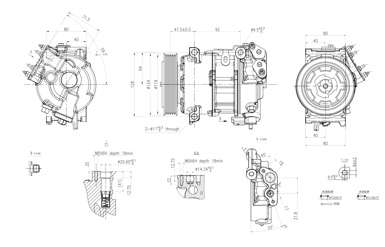 Hella Aircon Compressor 8FK366201-141