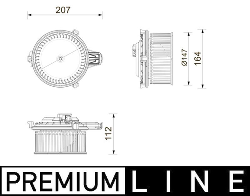 MAHLE Premium Line Interior Fan Blower Motor AB443000P