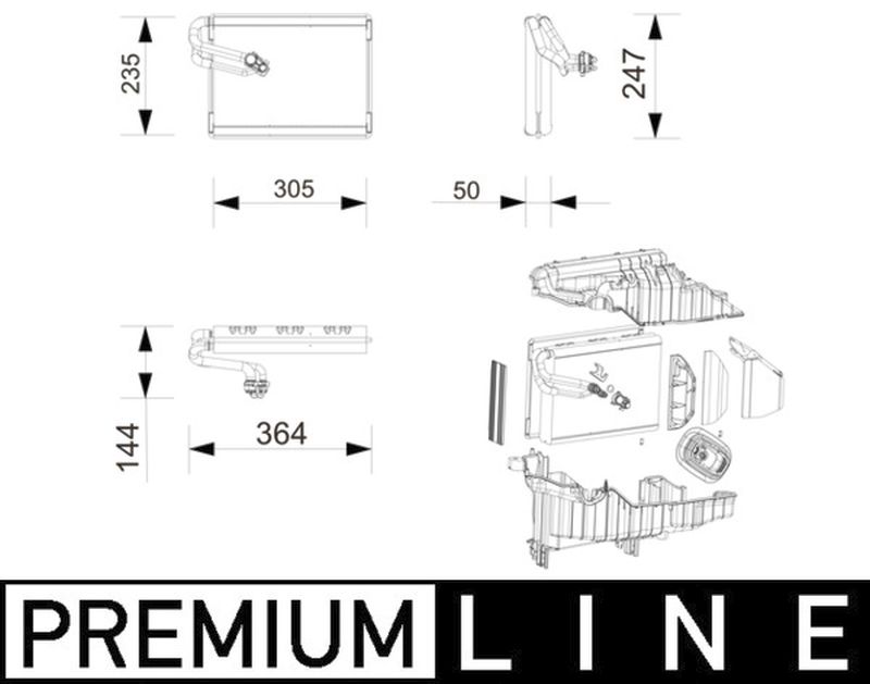 MAHLE Premium Line Aircon Evaporator AE271000P