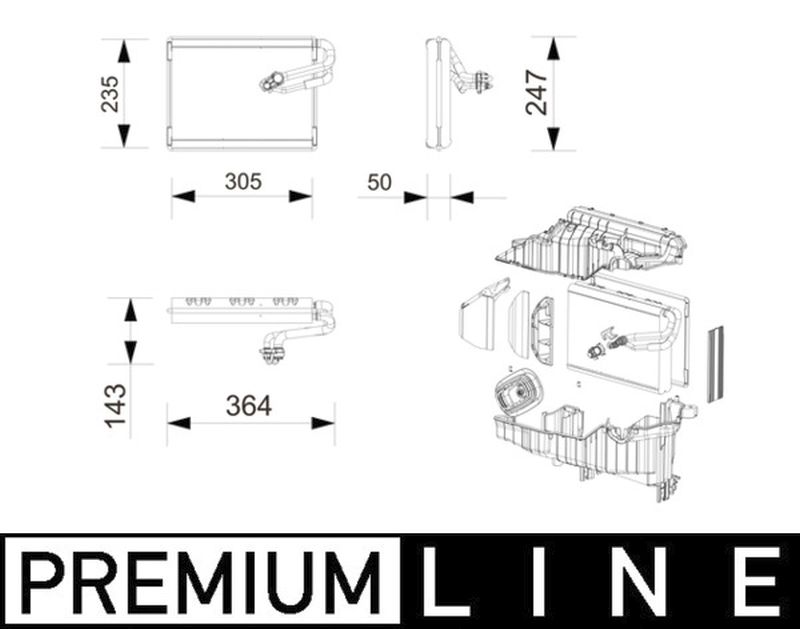 MAHLE Premium Line Aircon Evaporator AE269000P