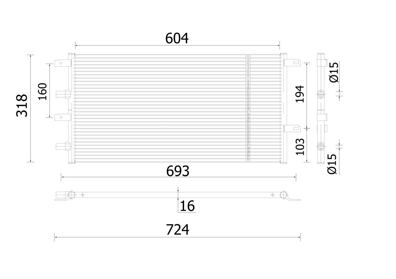 MAHLE LCV Aircon condenser AC914000S