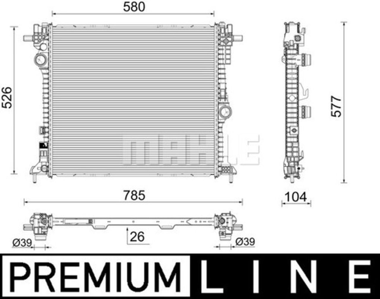 MAHLE Premium Line Coolant Radiator CR2587000P