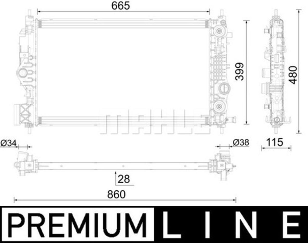 MAHLE Premium Line Coolant Radiator CR2593000P