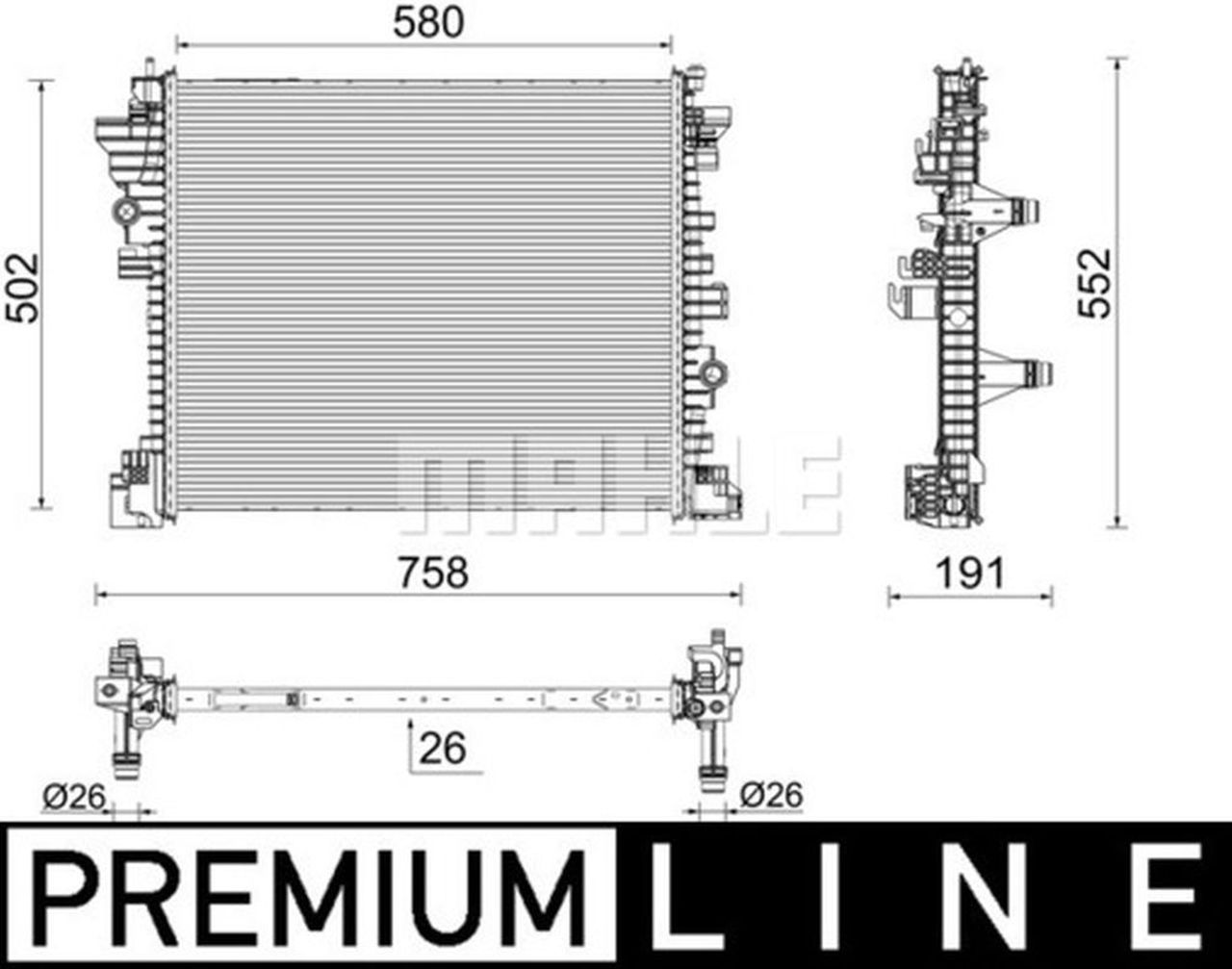 MAHLE Premium Line Coolant Radiator CR2598000P