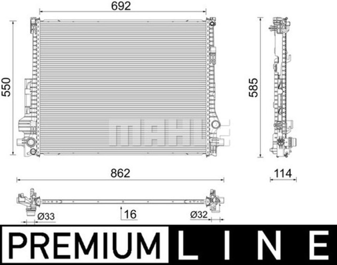 MAHLE Premium Line Coolant Radiator CR2607000P
