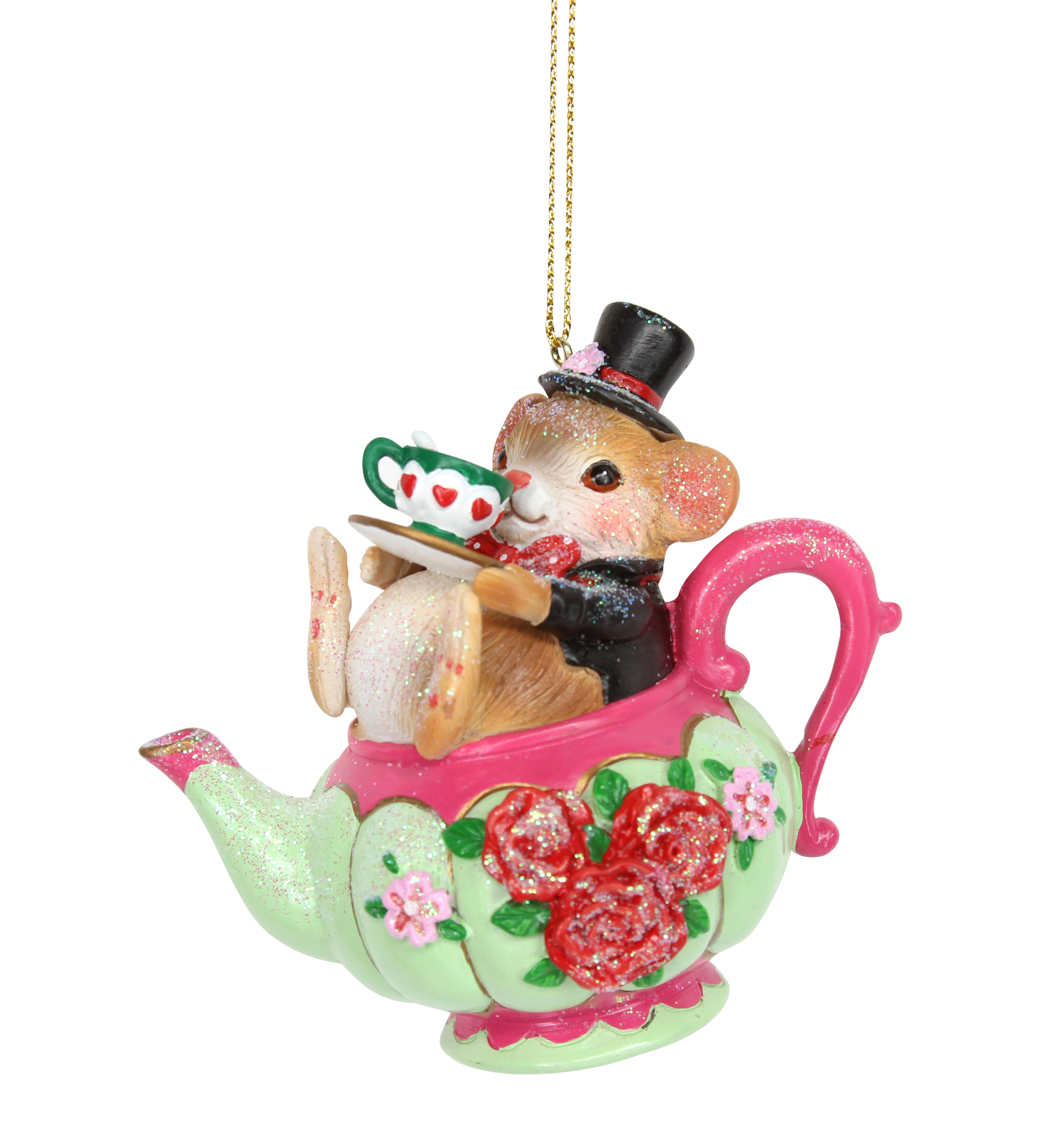 Gisela Graham Alice Wonderland Dormouse Hanging Christmas Tree Decoration Hanger