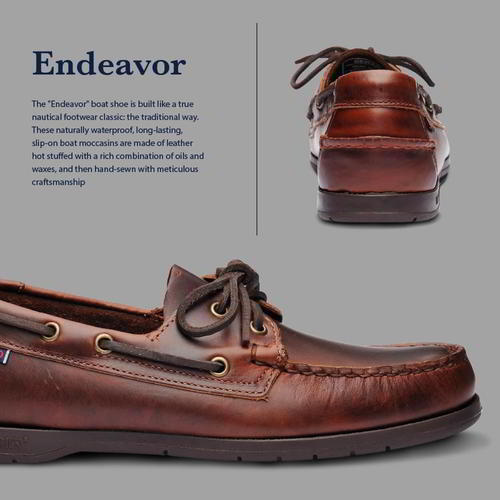 Sebago Endeavour Mens Brown Waxed Leather Boat Deck Shoes Size 8-13 - Produktbild 5