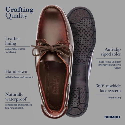 Sebago Endeavour Mens Brown Waxed Leather Boat Deck Shoes Size 8-13 - Produktbild 9