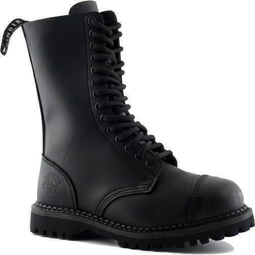 COPY Grinders “Herald” Black Leather 14 Hole Steel Toe Boots Mens UK 5 US W 7… Grinders Unisex Camelot CS Black 14 Eyelet Twin Buckle  main image 3